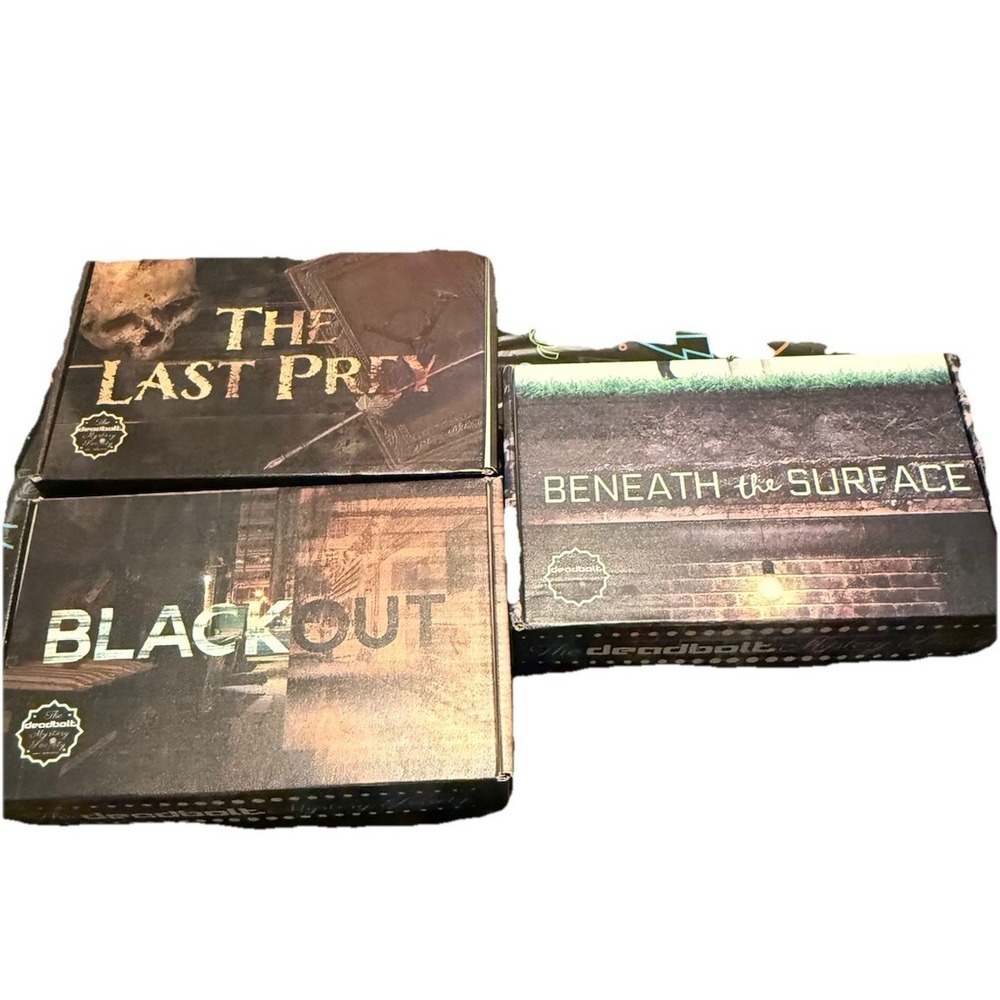 Deadbolt Mystery Society (3) Last Prey Beneath Surface Blackout Sealed Envelopes